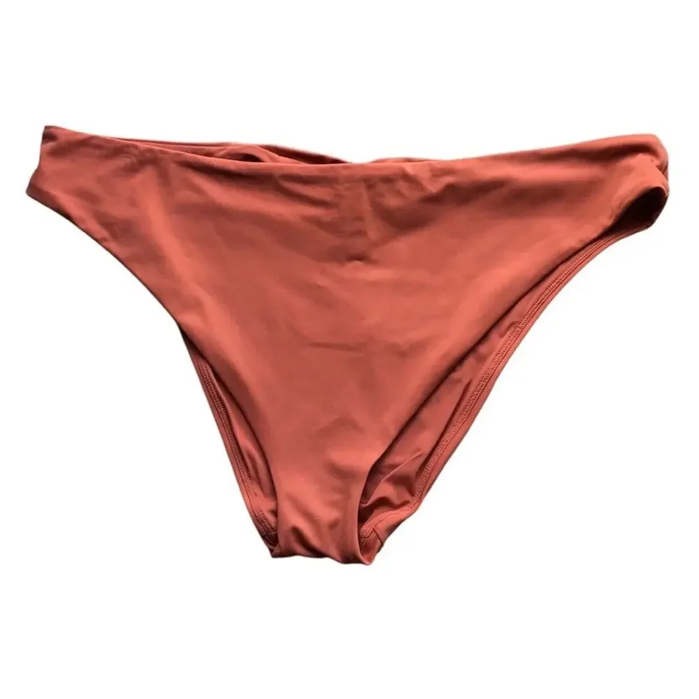Andie NWT The Symi Sustainable High Leg Cut Low Rise Bikini Bottom Cedar XL